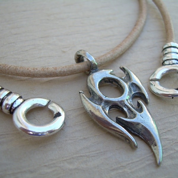 Phoenix Pendant Necklace, Leather Necklace, Tribal Necklace, Tribal Pendant, Mens Jewelry, Mens Gift, Pendant, Tribal, Gift for men