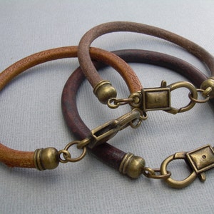 Mens Leather Bracelet: Antique Bronze Clasp, Imported Leather Cord
