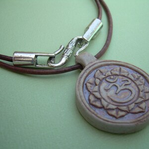 Om Leather Necklace, Om Pendant , Mens Leather Necklace, Womens Leather Necklace, Yoga Gift image 5