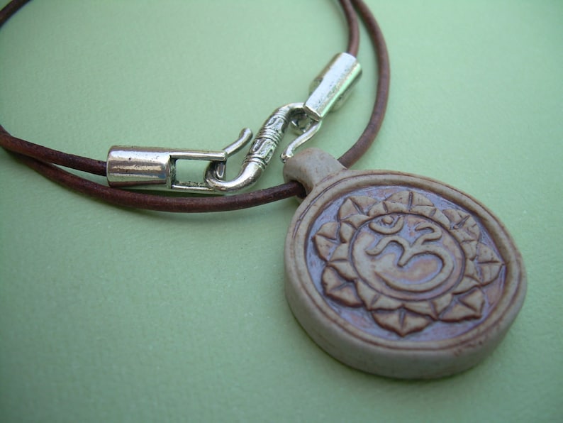 Om Leather Necklace, Om Pendant , Mens Leather Necklace, Womens Leather Necklace, Yoga Gift image 5