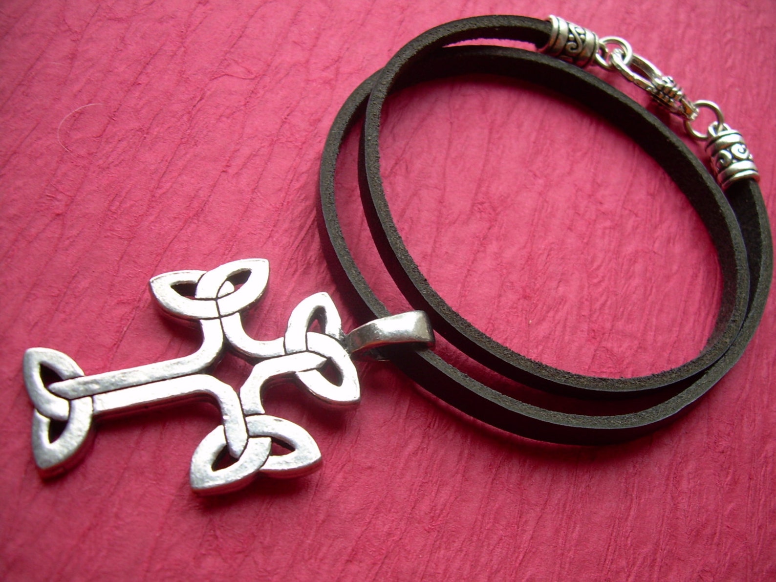 Mens Cross Necklace Mens Leather Necklace Celtic Cross Etsy
