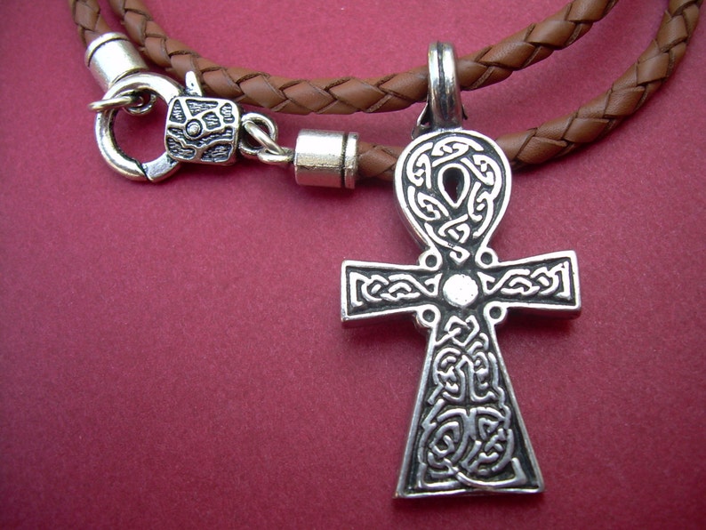 Ankh Necklace Leather Necklace Leather Necklace With Ankh Etsy