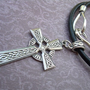 Celtic Cross Necklace, Men's Leather Cross Necklace, Leather Cross Necklace, Women's Leather Necklace, Celtic Cross Pendant, image 1