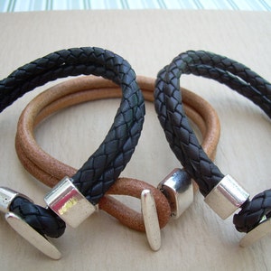 Mens Leather Bracelets, Mens Bracelets Leather, Hook Toggle Clasp Leather Bracelet,  Mens Leather Cuff Bracelet