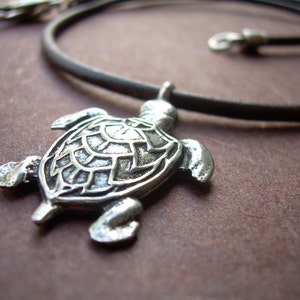 Leather Necklace with Sea Turtle Pendant, Mens leather Necklace, Womens Surf Necklace image 5