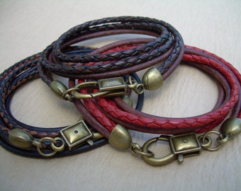 Mens Leather  Bracelets,   Leather Triple Wrap  Bracelet,  Womens Bracelets,   Mens Jewelry,  Mens Gift ,