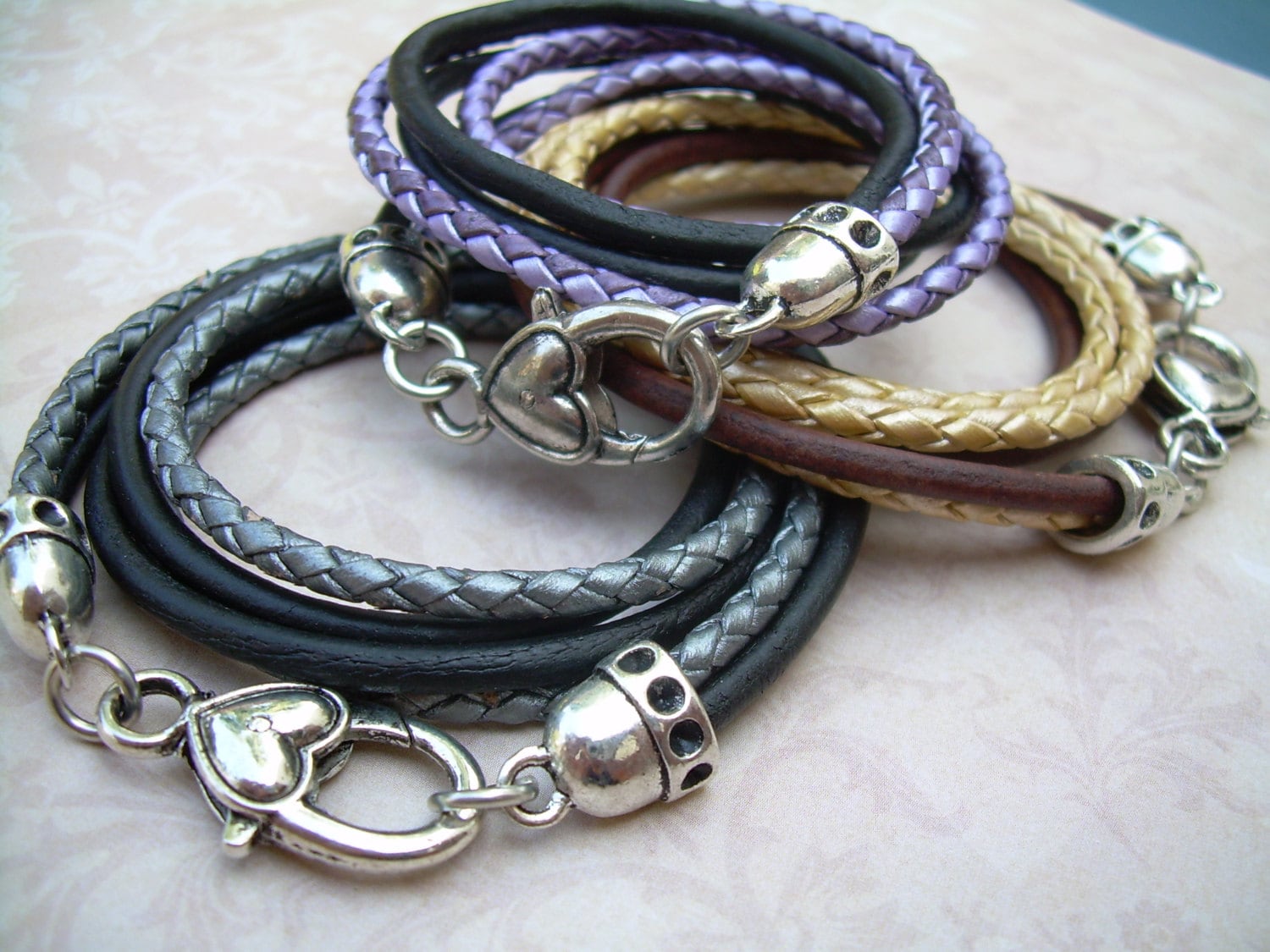 Women's Leather Bracelets Braided Leather Bracelets for Etsy