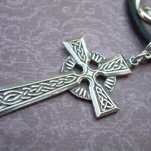 Celtic Cross Necklace, Men's Leather Cross Necklace, Leather Cross Necklace, Women's Leather Necklace, Celtic Cross Pendant, image 5