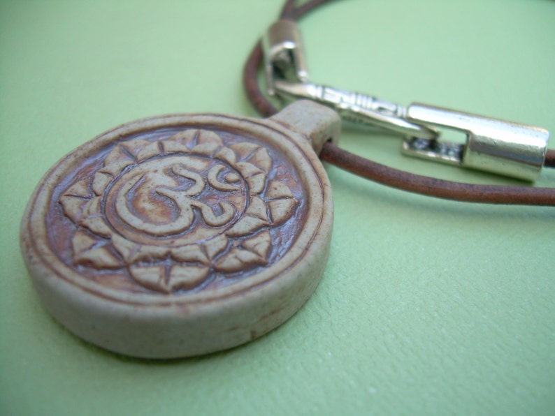 Om Leather Necklace, Om Pendant , Mens Leather Necklace, Womens Leather Necklace, Yoga Gift image 4