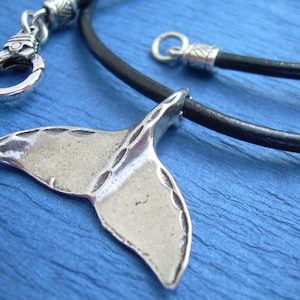 Zinn Whale Tail Leder Halskette: Unisex Ocean Schmuck