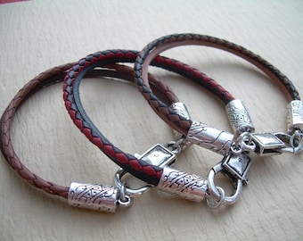 Two Tone Braided Leather Bracelet, Mens Leather Bracelets, Braided Leather Bracelet, Womens LeatherBracelet,