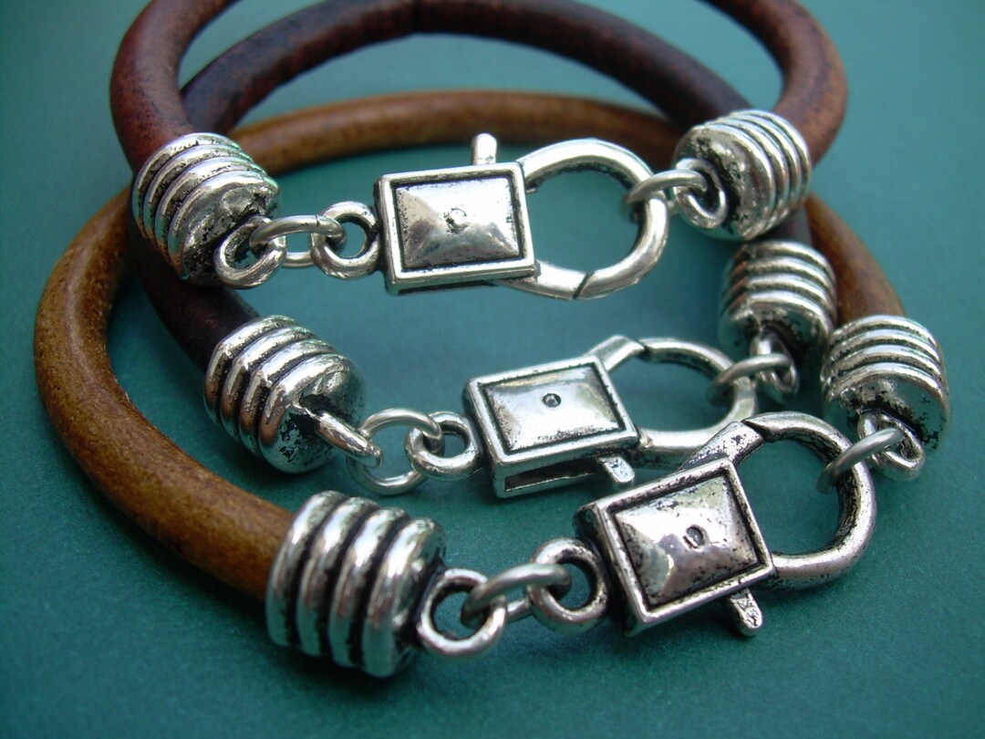 Genuine Braided Leather Bracelet With Lobster Clasp, Mens Braided