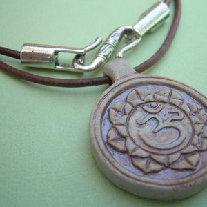 Om Leather Necklace, Om Pendant , Mens Leather Necklace, Womens Leather Necklace, Yoga Gift image 3