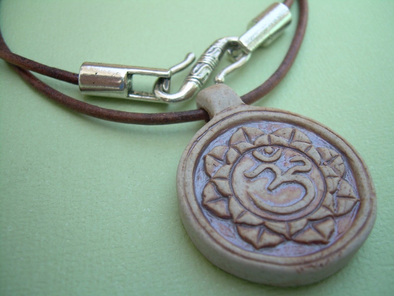 Om Leather Necklace, Om Pendant , Mens Leather Necklace, Womens Leather Necklace, Yoga Gift image 3