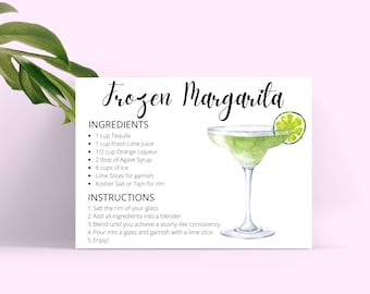 Tarjeta de receta de margarita helada, cóctel de tequila (descarga digital)