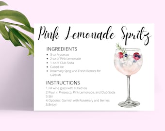 Pink Lemonade Spritz Recipe Card (Digital Download)