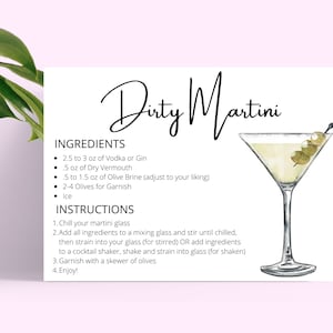 Dirty Martini DOWNLOAD DIGITALE Scheda Ricetta Cocktail 2.0, Ricetta Cocktail, Ricette Cocktail, Download Istantaneo, Martini, Cocktail alla Vodka, Gin