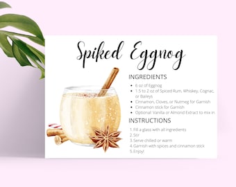 Spiked Eggnog Recipe Card, Holiday Cocktail (Digital Download)
