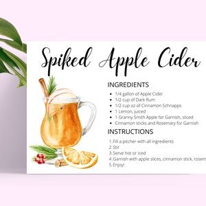 Spiked Apple Cider DIGITAL DOWNLOAD Cocktailrezeptkarte, Cocktailrezept, Cocktailrezepte, Sofortiger Download, Apfelwein, Spiked Cider