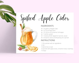 Spiked Apple Cider Cocktail Recipe Card (Digital Download)