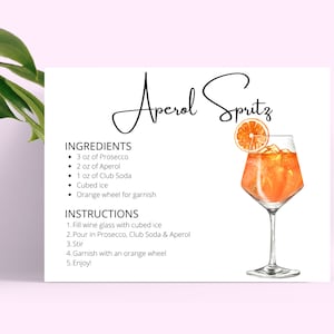 Aperol Spritz 2.0 DOWNLOAD DIGITALE Scheda ricetta cocktail, Ricetta cocktail, Ricette cocktail, Download istantaneo, Schede ricetta stampabili, Aperol