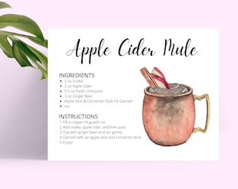 Apple Cider Mule Recipe Card: Fall Cocktail (Digital Download)