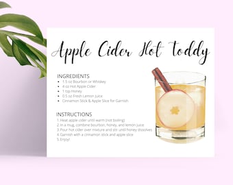 Apple Cider Hot Toddy Recipe Card: Cozy Fall Cocktail (Digital Download)
