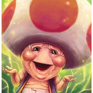 Toad - A3-posterafdruk - Super Mario-illustratie