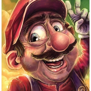 Mario - A3-posterafdruk - Super Mario-illustratie