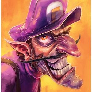 Waluigi - impression poster A3 - Illustration de Super Mario