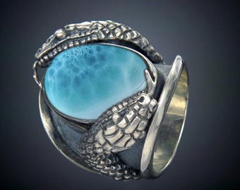Handmade Sterling Silver 925 Snake Ring - Custom Gemstone, Oxidized, Unisex, Medieval Statement Jewelry