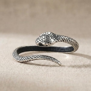 Adjustable Sterling Silver Snake Bracelet - Handmade Python Scale Cuff Bangle | Textured Unisex Serpent Jewelry