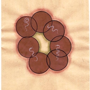 Vintage 1980&#39;s Indian Tantra Painting on old Paper of Tantra Tantric Snake art Sacred Geometric Meditation art Spiritual