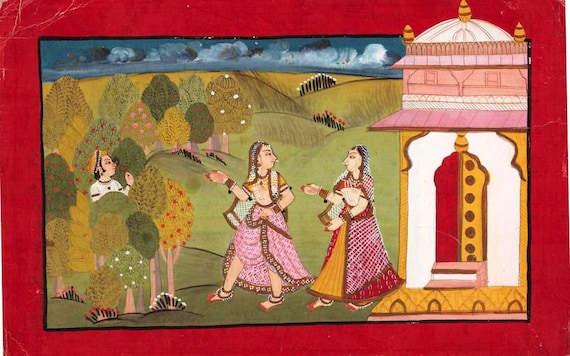 Vintage 1950 S Original Traditional Indian Miniature Etsy