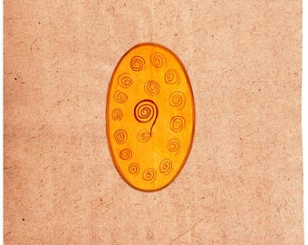 Vintage 1980's Indian fine Miniature Painting on old Paper of Tantra Tantric art cosmic egg spiral universal Cosmology mystical spiritual