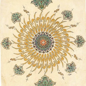 Papel antigo vintage feito à mão, caligrafia indo-islâmica árabe fina Kalma, Alcorão Ayat, arte de parede, decoração islâmica, presente, 34,8 cm x 28 cm