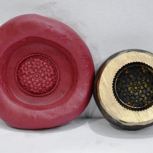 Vintage Indian Brass Bronze Jewelry Making tool Mould Stamp Dye Wax Seal Round Pattern Impression Die Fine Floral