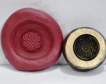 Vintage Indian Brass Bronze Jewelry Making tool Mould Stamp Dye Wax Seal Round Pattern Impression Die Fine Floral