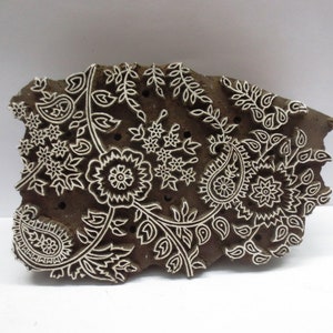 VINTAGE indiano fine FLORAL PAISLEY design motivo intagliata a mano in legno blocco timbro per la stampa tessuto tessile batik carta da parati mobili decoro