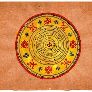 1970's Tantra Tantric Painting on Old paper Vintage Tantra Yogi Mandala Mandana Art Gift