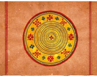 1970's Tantra Tantric Painting on Old paper Vintage Tantra Yogi Mandala Mandana Art Gift