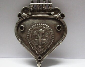 Antique Silver Hanuman Hindu Amulet Pendant Rajasthan India 36 grams Large