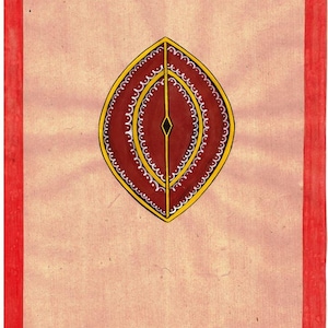 1980s Vintage old Tantra Painting on old paper tantra tantric painting Coco De Mer Meditation Unique Neo Tantra Art