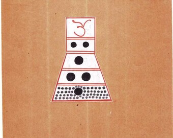 1980's Indian fine Miniature Painting on old Paper of Tantra Tantric art cosmic universal Cosmology mystical spiritual Shiva shakti stupa