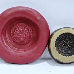 Vintage Indian Brass Bronze Jewelry Making tool Mould Stamp Dye Wax Seal traditional ethnic fine design Mughal motif flower Bunta Design