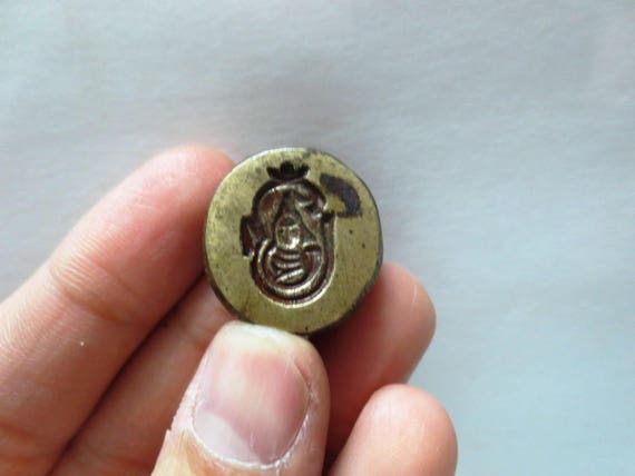 Vintage Indian Brass Bronze Jewelry Making tool Mould Stamp Dye Wax Seal ring design Heart imprint Pattern