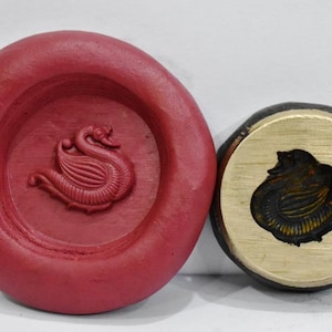 Vintage Indian Brass Bronze Jewelry Making tool Mould Stamp Dye Wax Seal Fine Design BIRD Pattern