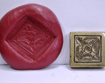 Vintage Indian Brass Bronze Jewelry Making tool Mould Stamp Dye Wax Seal Religious Tribal folk art Pattern Unique Tantra Design