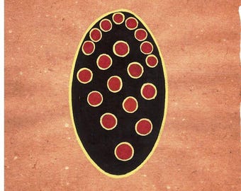 1970's Tantra Tantric Painting on Old paper Vintage Tantra Lingam Bindu Shaligram Art Gift Unique