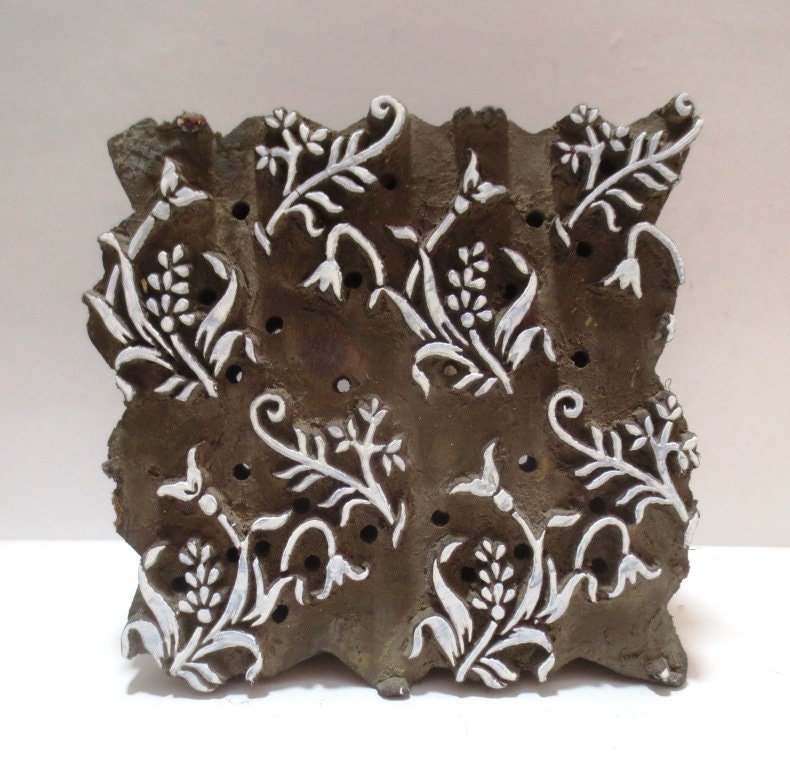 Vintage Indian Wooden Hand Carved Textile Printing Fabric
